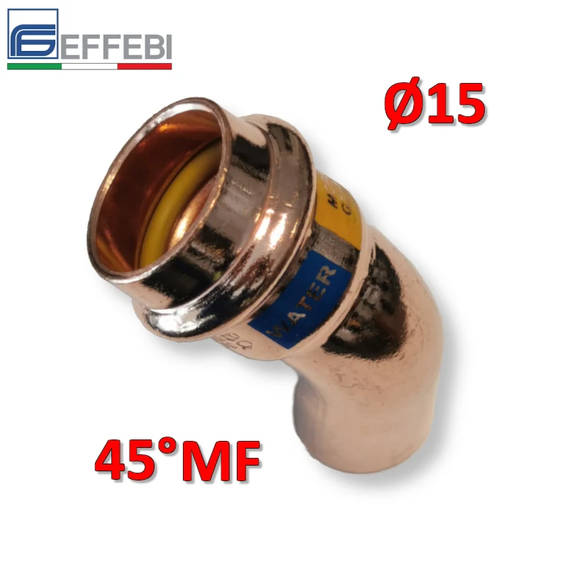 Coude MF 45° Ø 15 mm - UNICO en cuivre à emboîtement pour eau et gaz