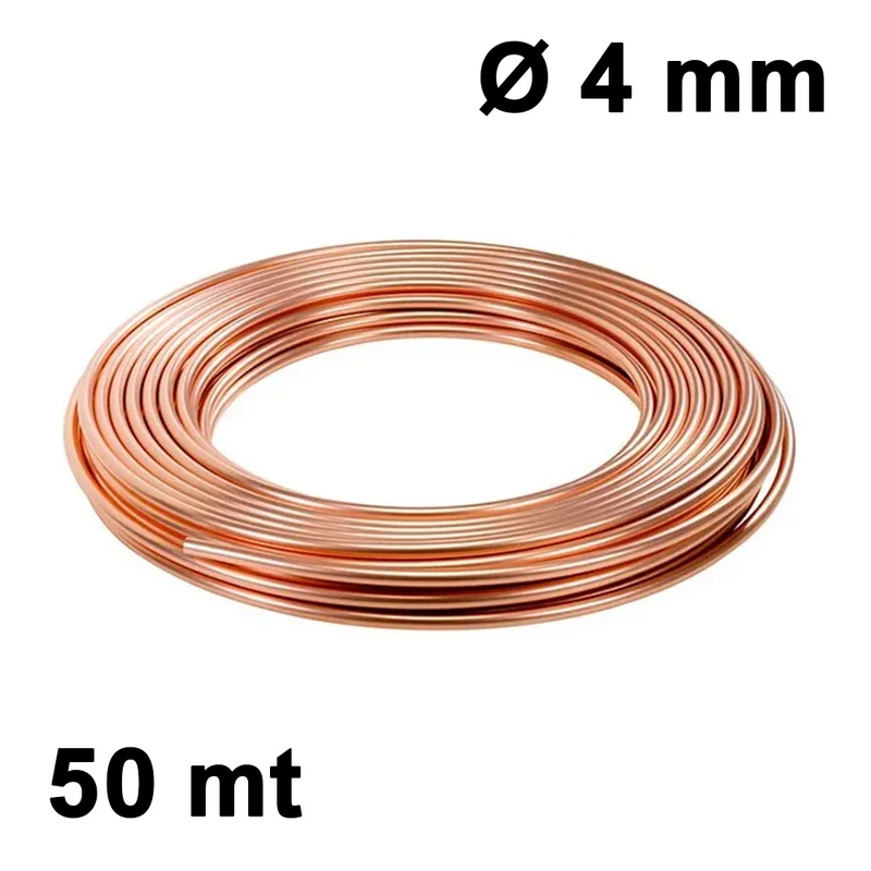 Rouleau de 50 m de tuyau en cuivre recuit, Ø 4 mm - pour réfrigération