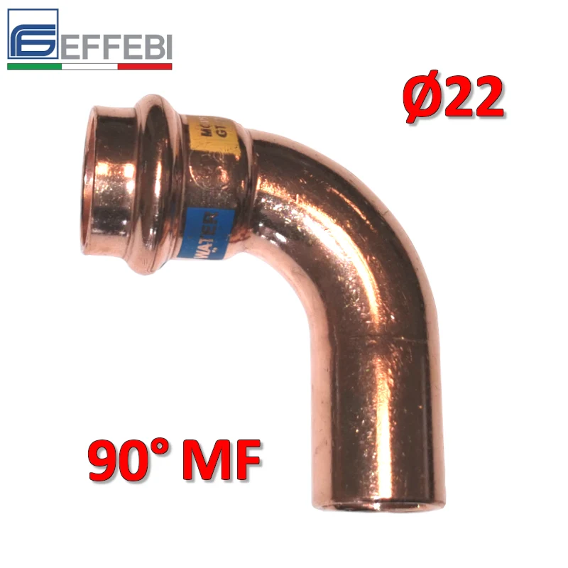 Coude à 90° MF Ø 22 mm - UNICO en cuivre à emboîtement pour eau et gaz