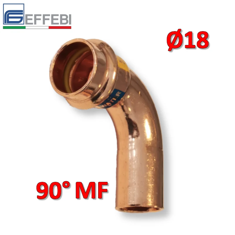 Coude à 90° MF Ø 18 mm - UNICO en cuivre à emboîtement pour eau et gaz