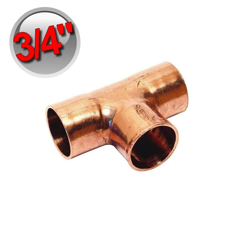 Raccord en T en cuivre FFF 3/4'' - 19,05 mm pour soudure