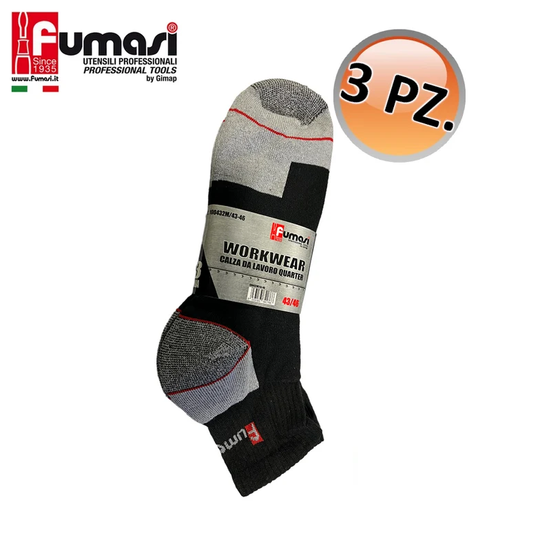 Chaussettes de travail courtes FUMASI, pointures 39 à 42, vendues par lot de 3 paires