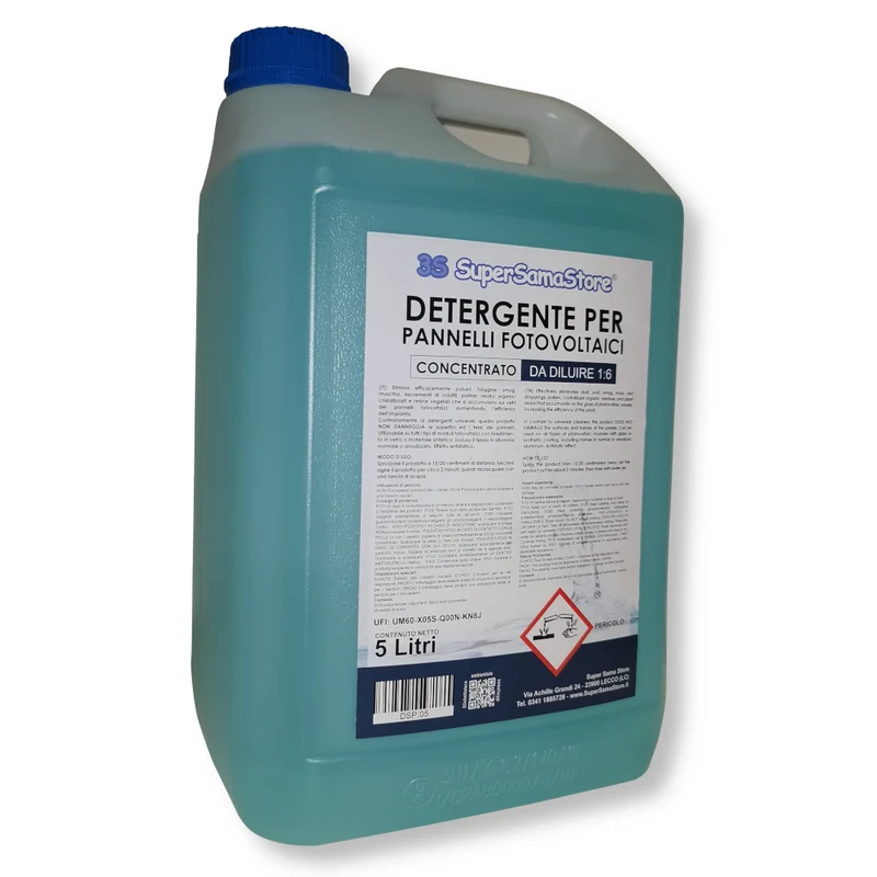 LIQUIDE DE NETTOYAGE POUR PANNEAUX SOLAIRES THERMIQUES ET PHOTOVOLTAÏQUES, BIDON DE 5 LITRES DE DÉTERGENT