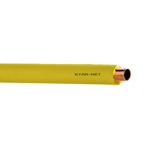 PRIX PAR MÈTRE - Tuyau en cuivre Ø 22 x 1 mm - revêtu de PE jaune en forme d'étoile STAR-MET - systèmes de gaz encastrés (UNI CIG 7129) - tuyau en rouleaux