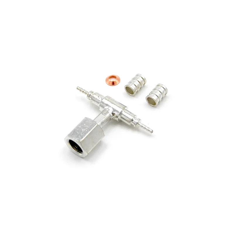 Raccord en T avec filetage femelle central SAE 1/4'' pour tube capillaire thermoplastique Ø 2,0 x 5,9 mm