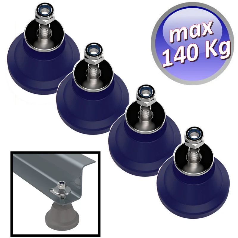 Ensemble de 4 supports de sol anti-vibrations en Megol, capacité de charge maximale 140 kg