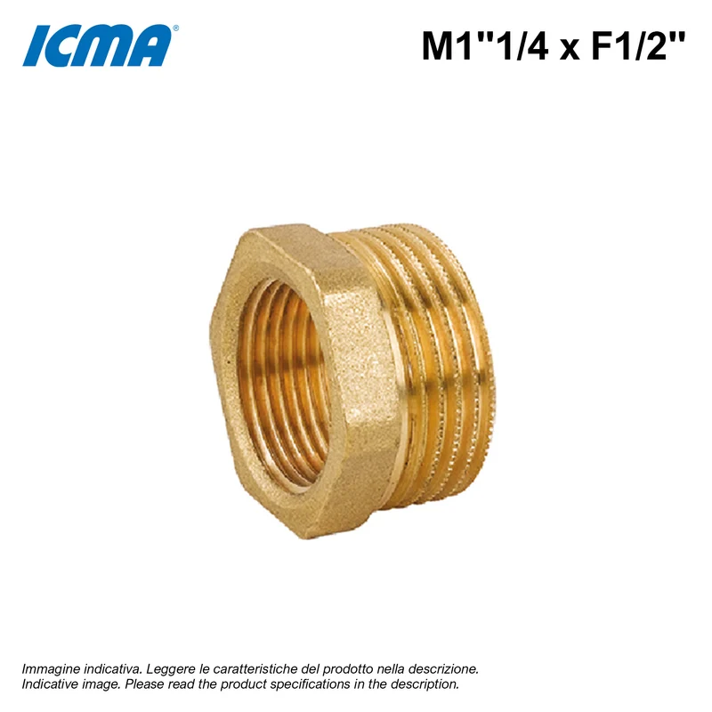 Réduction ICMA 1212 M 1''1/4 x F 1/2'' en laiton jaune