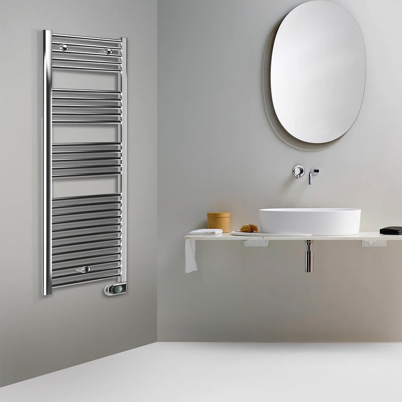 Sèche-serviettes électrique CORTINA EVO CHROME 137x48 cm avec thermostat numérique programmable