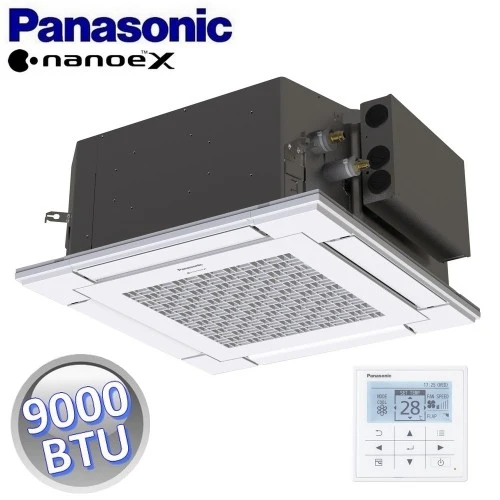 Climatiseur cassette Panasonic PACi NX 4 voies 60×60 cm 9 000 BTU R32 A++ — avec panneau et commande