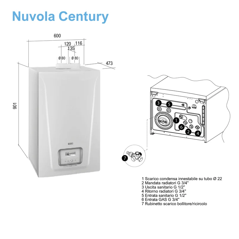Chaudière à condensation murale BAXI NUVOLA CENTURY 35 IT 35 kW
