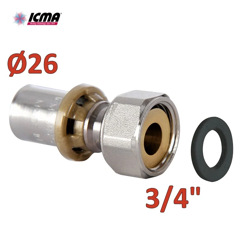 Raccord ICMA 416 - 26 x 3/4'' avec écrou pivotant à siège plat - SEMPITER®