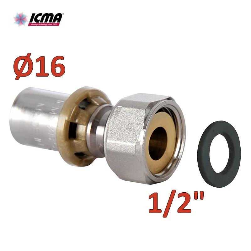 Raccord ICMA 416 - 16 x 1/2'' avec écrou pivotant à siège plat - SEMPITER®