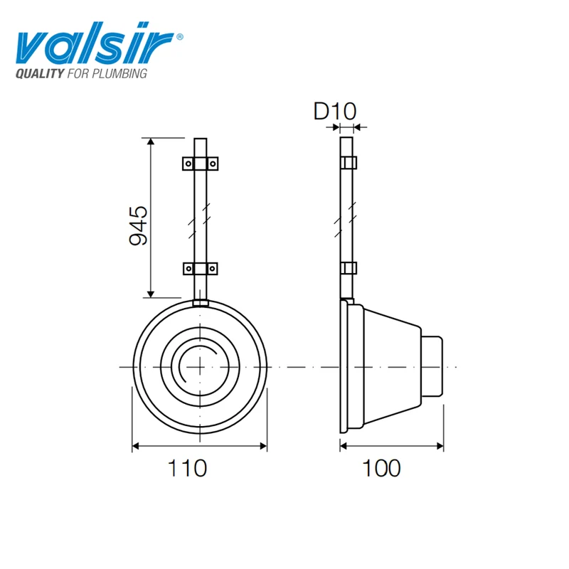 Bouton pneumatique externe pour réservoir de toilette mural Valsir
