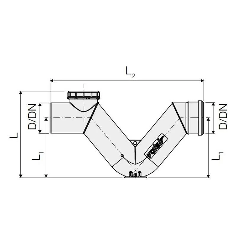 Siphon Valsir PP3 Firenze pour tuyaux d'évacuation D110 mm L315 mm