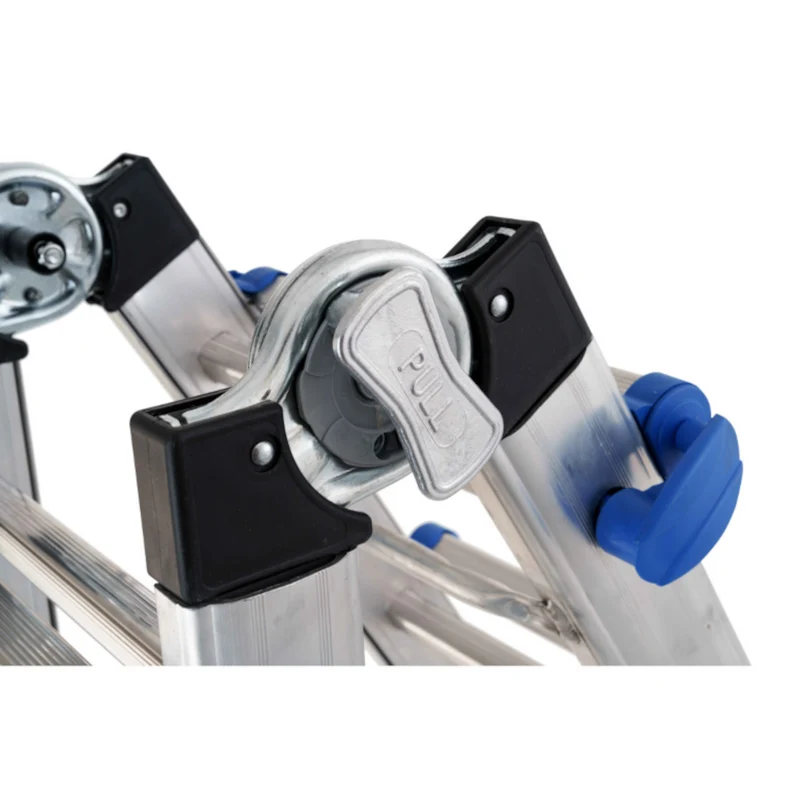 Échelle télescopique multifonctionnelle en aluminium avec 5+5 barreaux, capacité 150 kg.