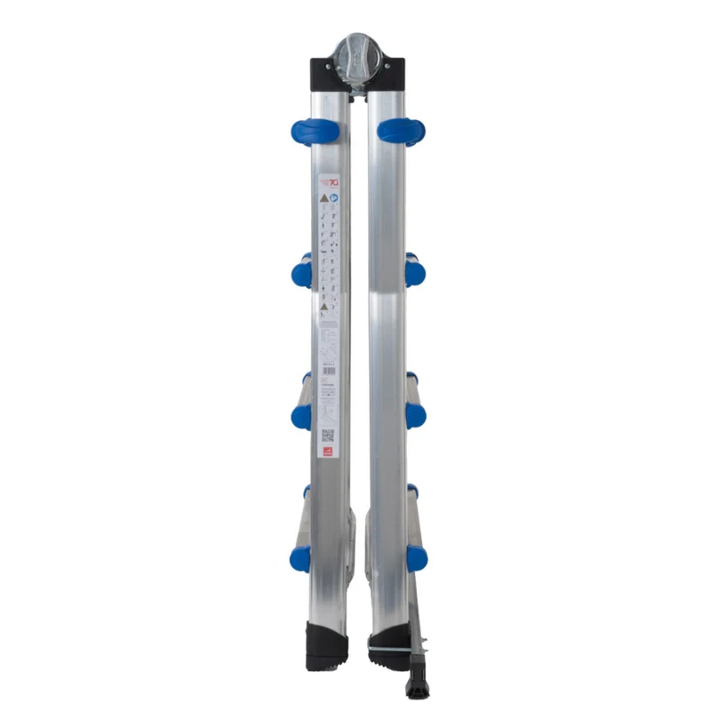 Échelle télescopique multifonctionnelle en aluminium avec 4+4 barreaux et une capacité de 150 kg.