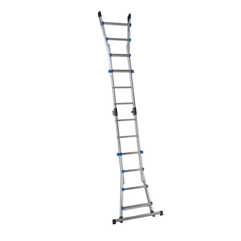 Échelle télescopique multifonctionnelle en aluminium avec 4+4 barreaux et une capacité de 150 kg.