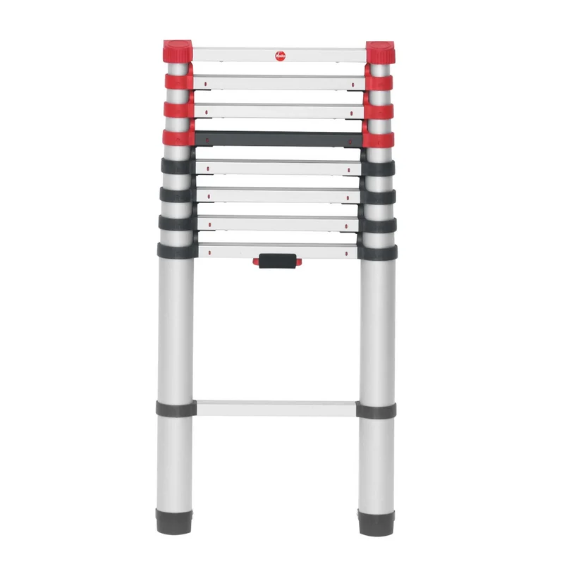 Échelle télescopique extensible en aluminium Hailo à 9 barreaux, capacité de charge 150 kg.