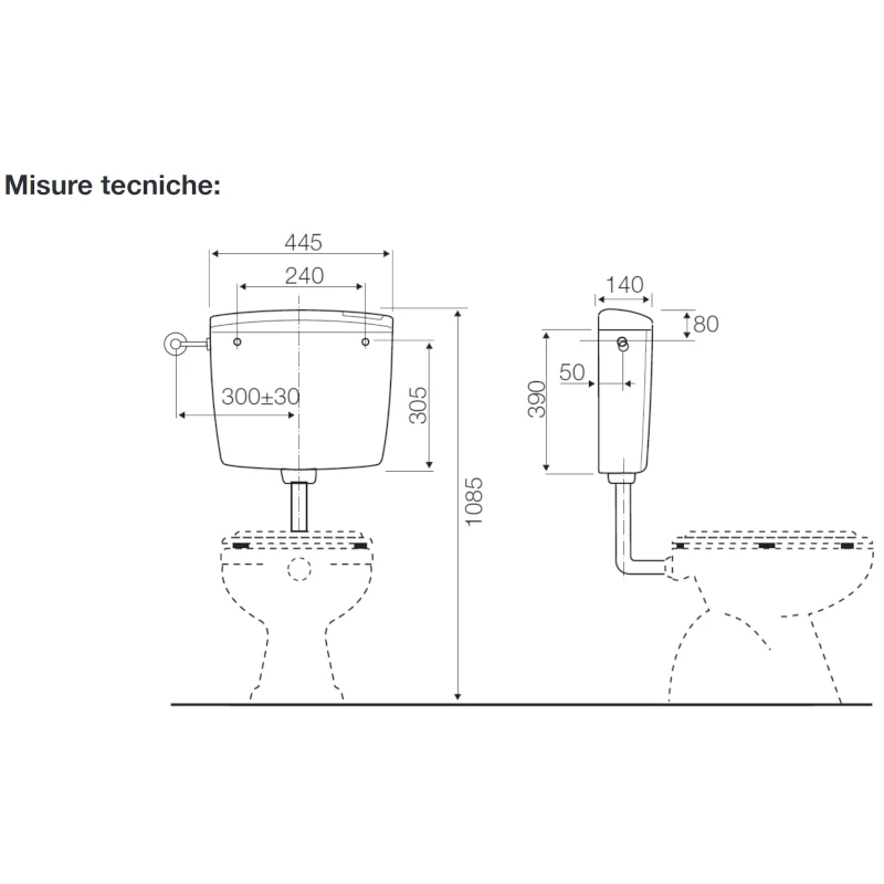 Réservoir de toilette externe à bouton unique VALSIR PERK