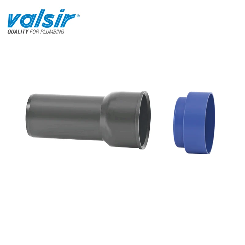 Raccord droit pour échappement gris D. 32/46 + capuchon