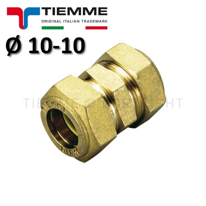 Raccord droit double avec joint torique/compresseur (gaz) pour tuyau en cuivre Ø 10-10 mm