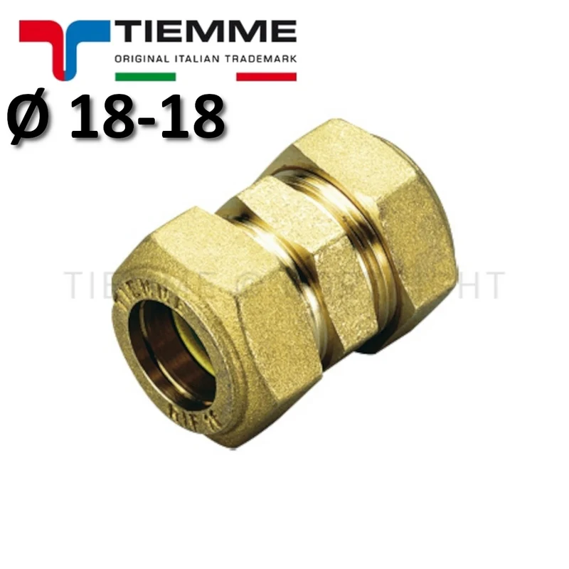 Raccord droit double avec joint torique/compresseur (gaz) pour tuyau en cuivre Ø 18-18 mm