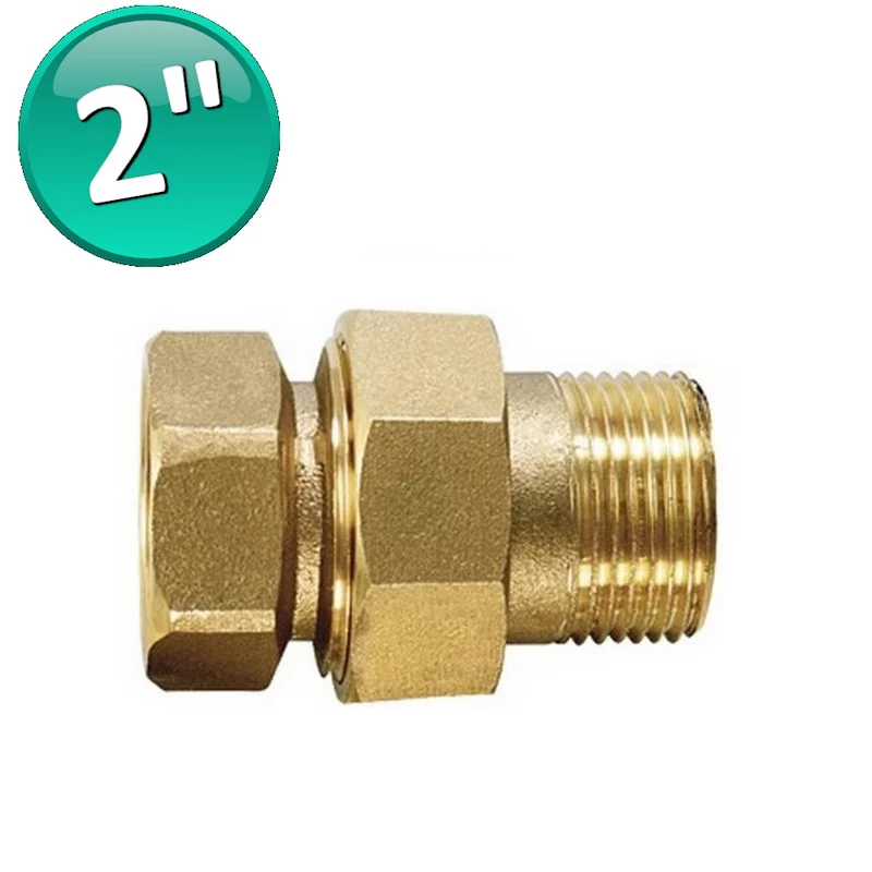 Raccord droit M-F Ø 2'' avec joint torique - Laiton jaune