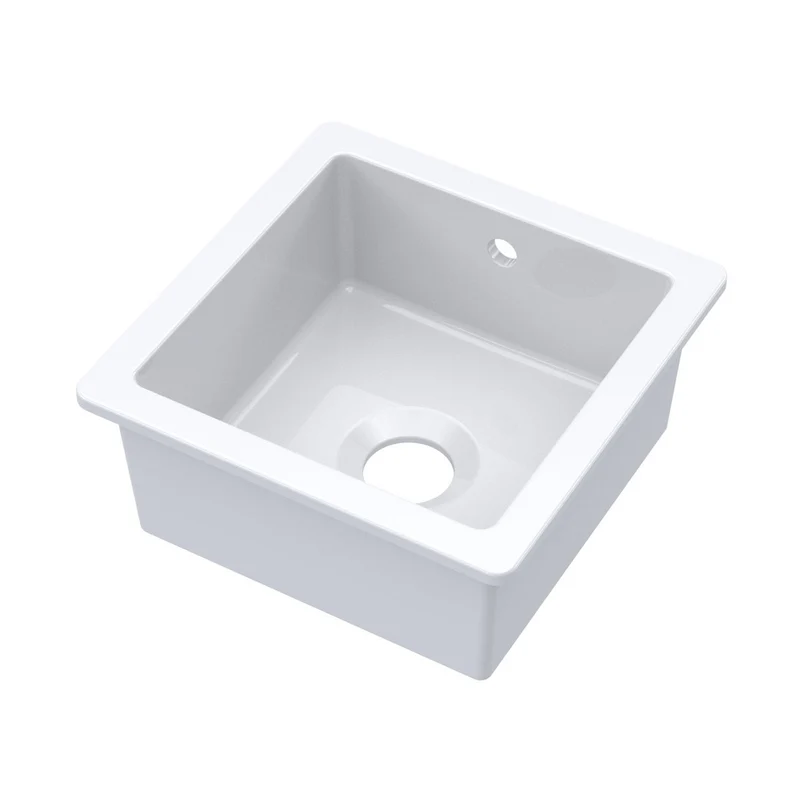 Nuie Undermount Single Bowl With Overflow 457x457x203 Traditional White Fireclay 203x457x457mm