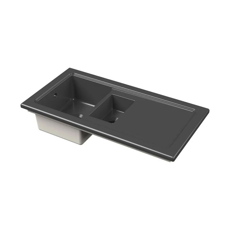 Nuie Counter Top Sink 1.5 Bowl 1010x525 Traditional Soft Black Fireclay 235x1010x525mm - CT415TF1000