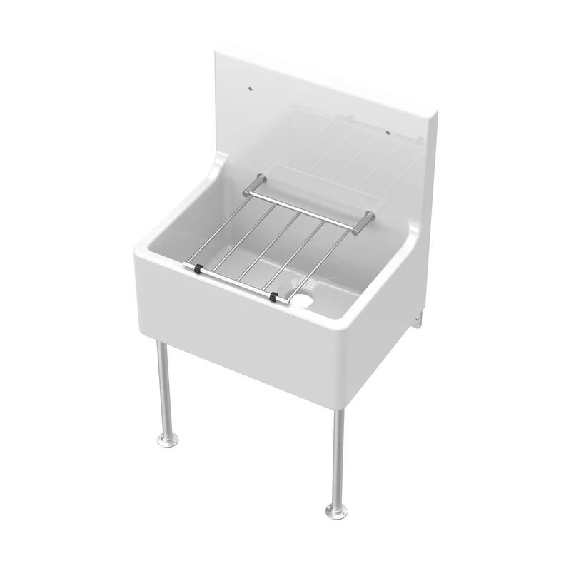 Nuie Cleaner Sink Inc Legs & Bracket 515x535x393 Traditional White Fireclay 535x515x393mm