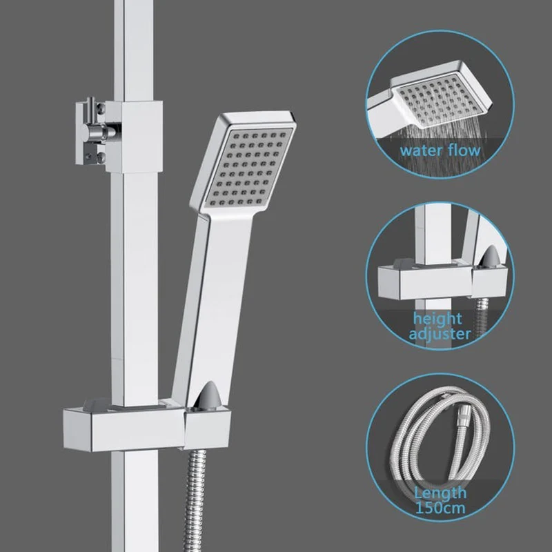 AICA Colonne de douche thermostatique réglable 73-115 cm, hauteur réglable, mitigeur, ensemble de douche complet