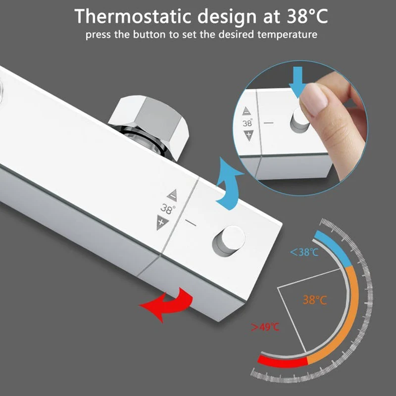 AICA Colonne de douche thermostatique réglable 73-115 cm, hauteur réglable, mitigeur, ensemble de douche complet