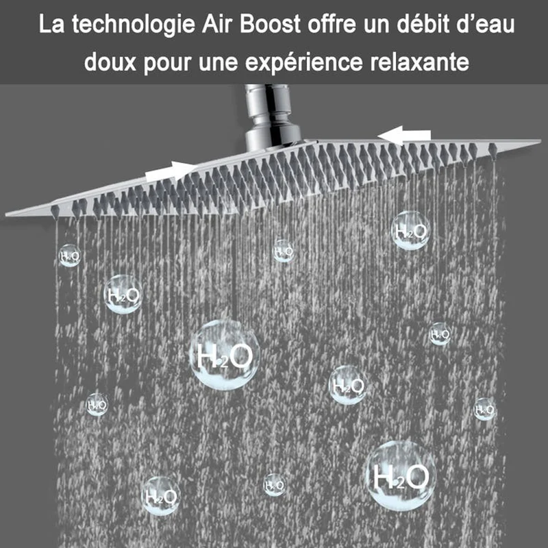 AICA Colonne de douche thermostatique, ensemble de douche, avec mitigeur, réglable en hauteur