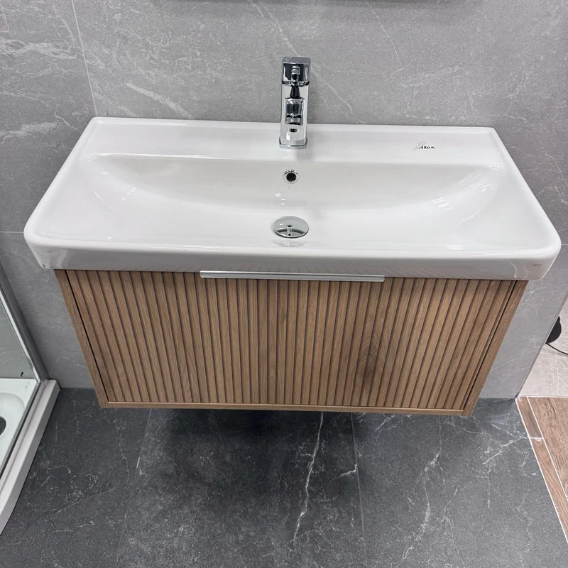 Josef Martin Lyon 800mm Wall Hung Vanity Unit & Inset Basin - Acousta Oak