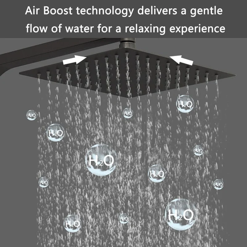 AICA Colonne de douche thermostatique avec douchette à main système de douche noir mat