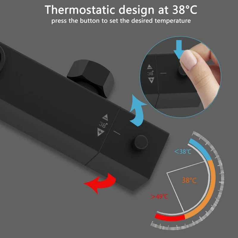 AICA Colonne de douche thermostatique avec douchette à main système de douche noir mat