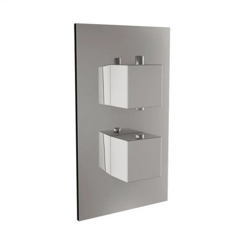 Square Twin Thermostatic Concealed Mixer Shower Kit with Ceiling Mounted 300mm Shower Head & Handset