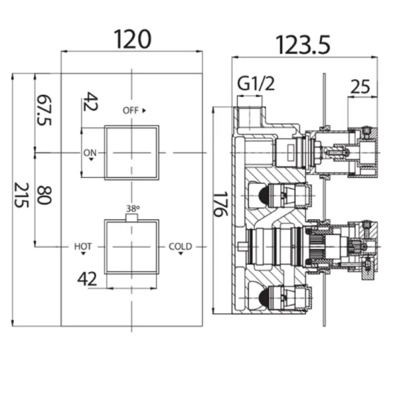 Square Twin Thermostatic Concealed Mixer Shower Kit with Ceiling Mounted 300mm Shower Head & Handset