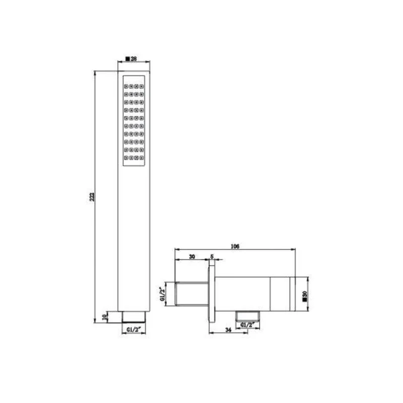 Square Twin Thermostatic Concealed Mixer Shower Kit with Ceiling Mounted 300mm Shower Head & Handset