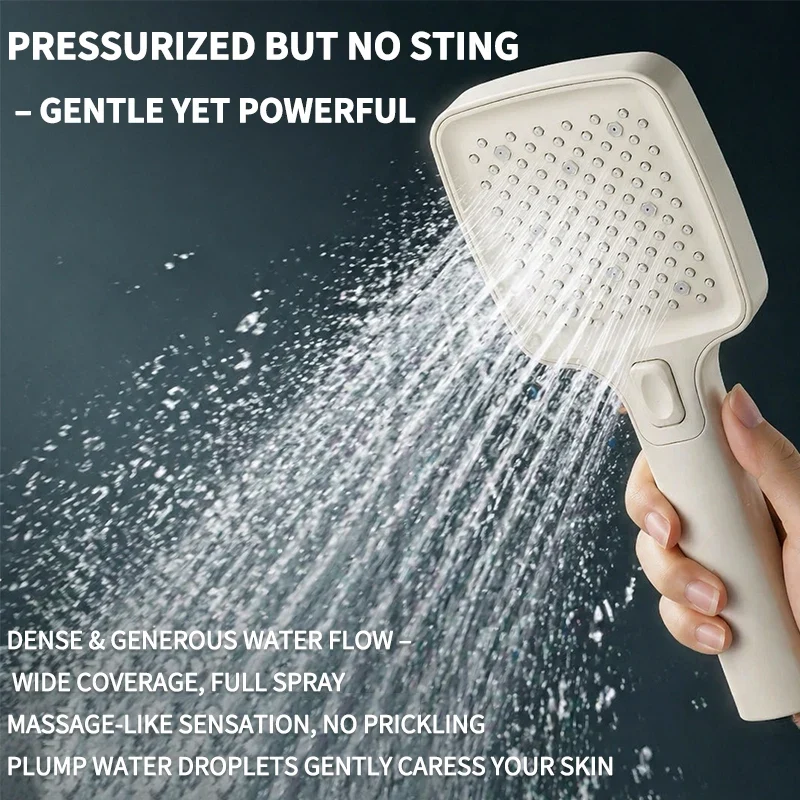 Douchette de douche blanche 3 modes avec buses silicone autonettoyantes