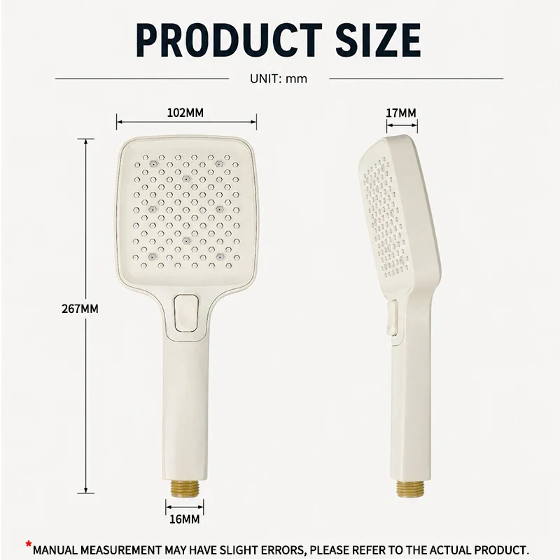 Douchette de douche blanche 3 modes avec buses silicone autonettoyantes