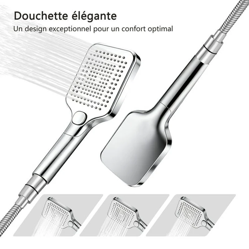 Colonne de Douche AICA Thermostatique 38°C Ensemble de Douche avec Pomme haute 30cm+Douchette 3 Jets Hauteur Réglable 73-115 cm Laiton & Acier Inox