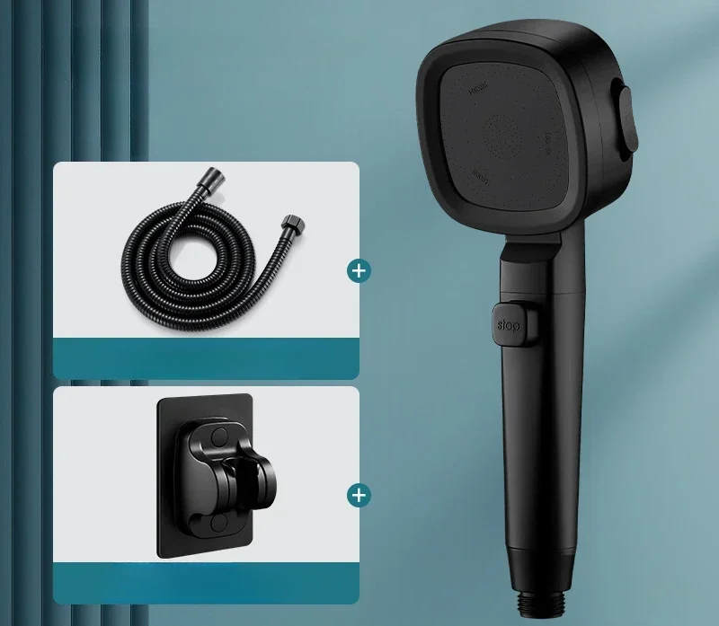 Douchette de douche 3 modes avec bouton d'arrêt et cartouche filtrante