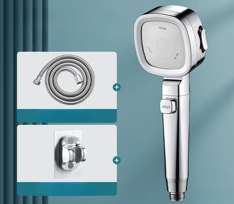 Douchette de douche 3 modes avec bouton d'arrêt et cartouche filtrante