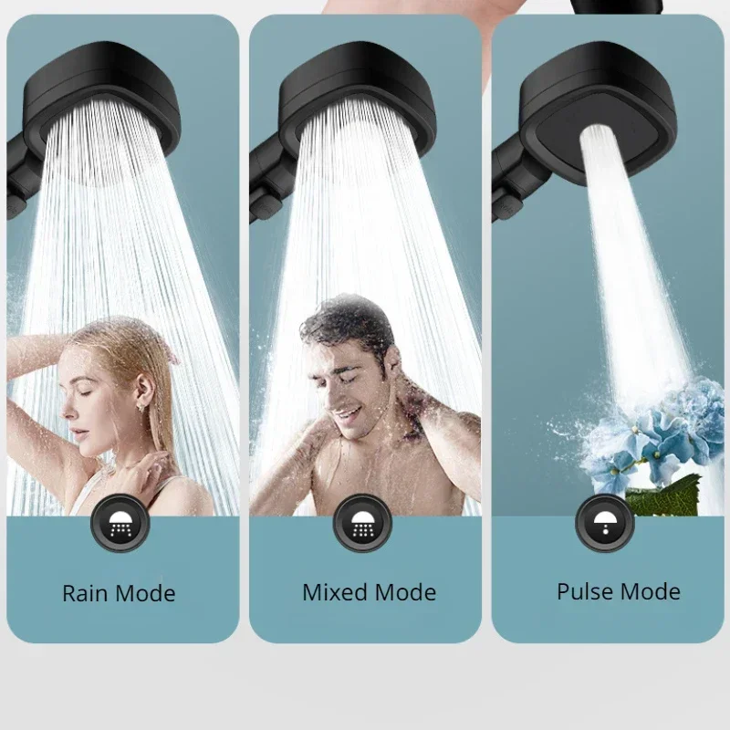 Douchette de douche 3 modes avec bouton d'arrêt et cartouche filtrante