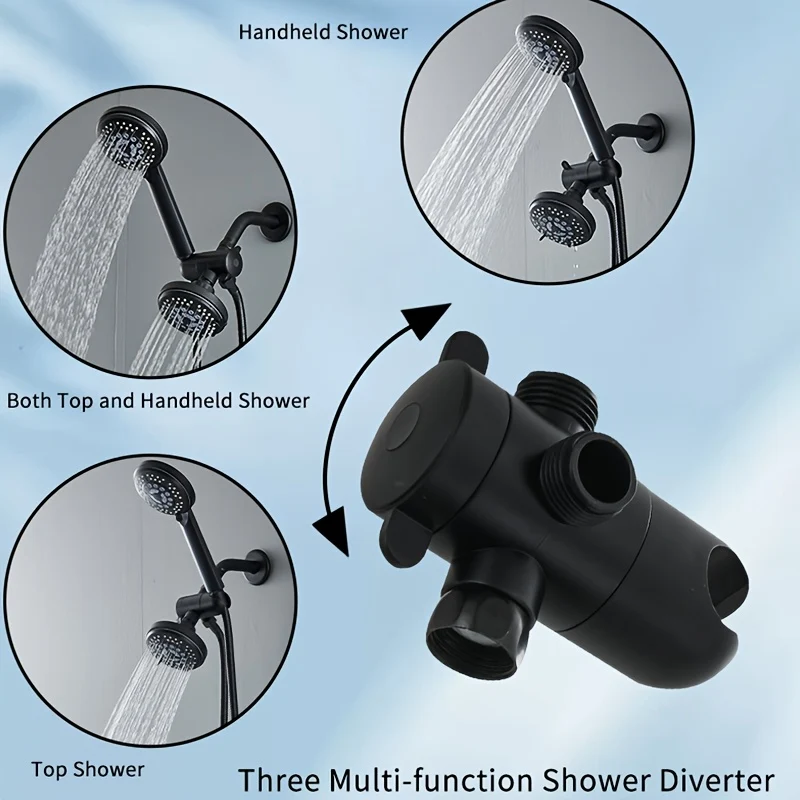 Ensemble de douche deux têtes avec inverseur 3 voies et flexible de 1,47 m