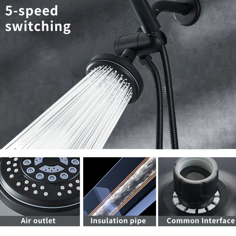 Ensemble de douche deux têtes avec inverseur 3 voies et flexible de 1,47 m
