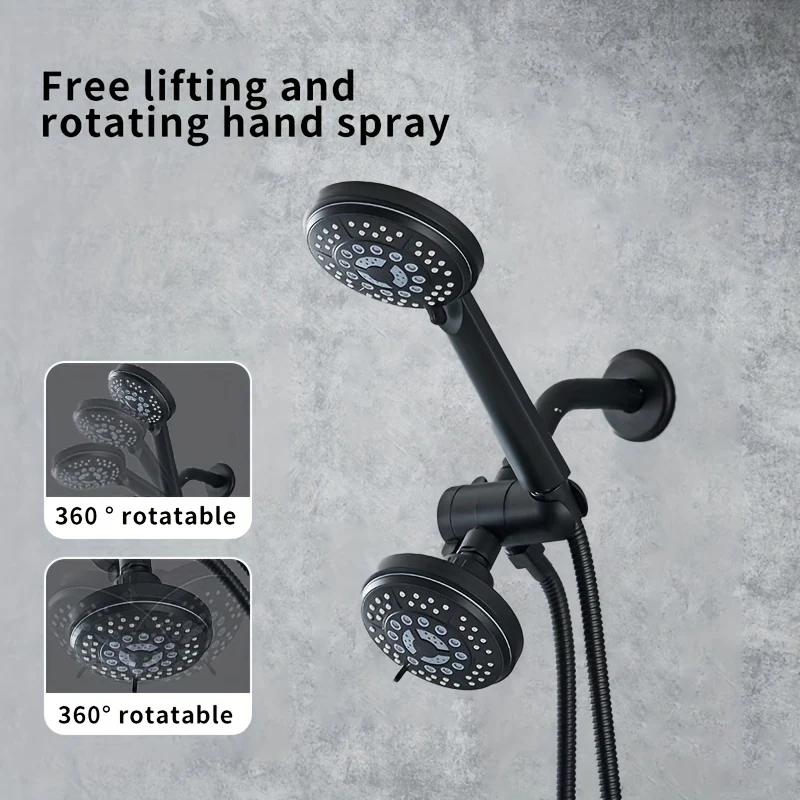 Ensemble de douche deux têtes avec inverseur 3 voies et flexible de 1,47 m
