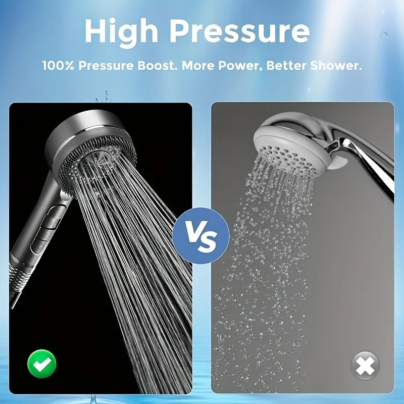 Douchette filtrante 4 modes avec brosse de massage et 4 cartouches