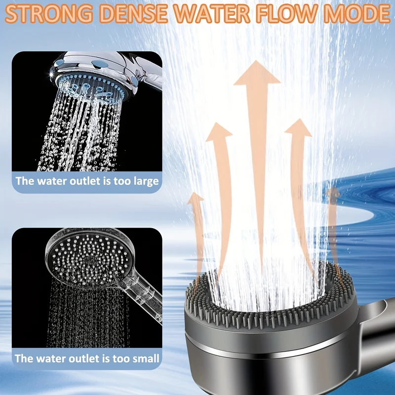 Douchette filtrante 4 modes avec brosse de massage et 4 cartouches